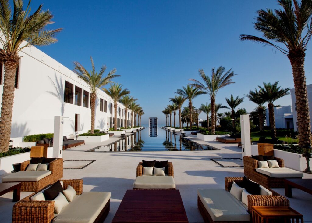 The long pool at The Chedi Muscat