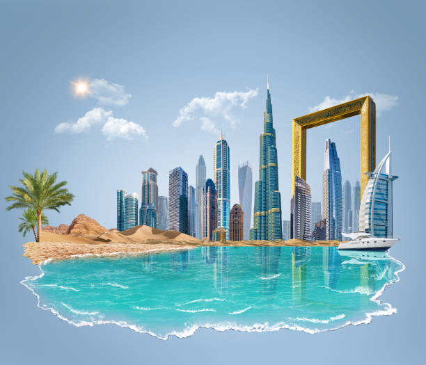 The Burj Al Arab hotel on the Dubai coastline in the UAE